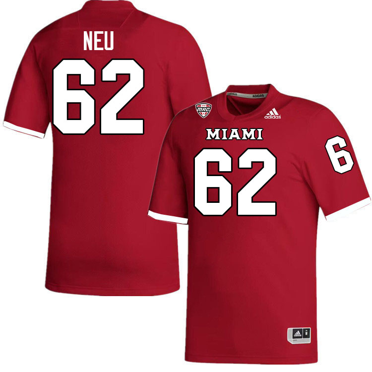 Miami University Redhawks #62 Logan Neu College Football Jerseys Stitched-Red